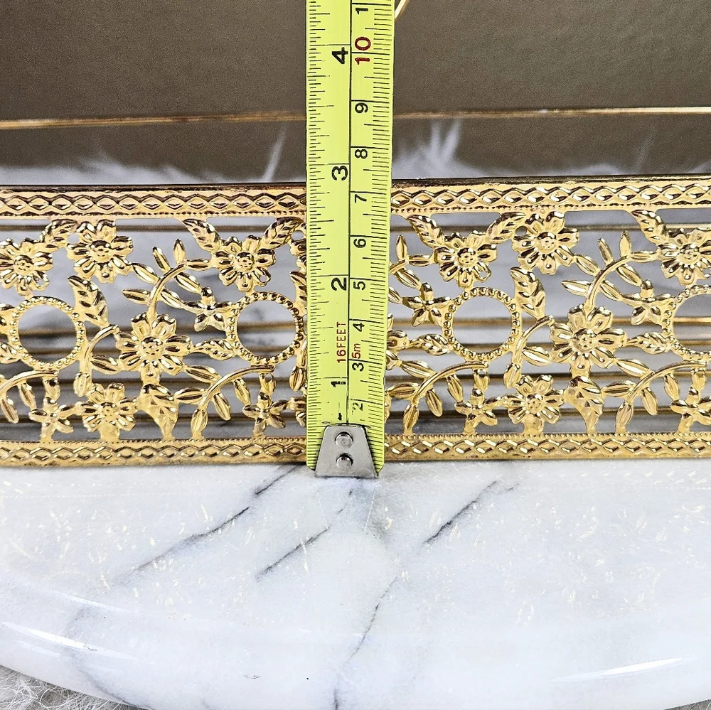 Regency Gold Metal Filigree Wall Shelf Holder